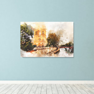 Artistische Wasserfarbe Notre-Dame Kathedrale Pari Leinwanddruck