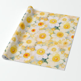 Artistische Wildblumen Gelb Orange White Happy Fun Geschenkpapier