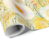 Artistische Wildblumen Gelb Orange White Happy Fun Geschenkpapier (Rolleneckpunkt)