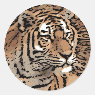 Artistische wilde Tigersticker Runder Aufkleber