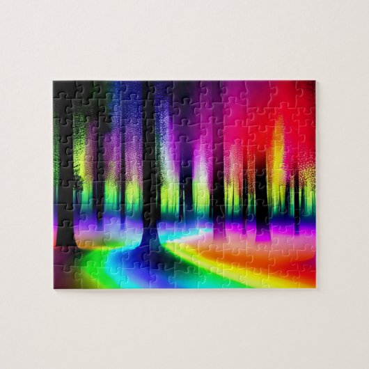 Artistischer Regenbogen-Zauberwald Puzzle (Horizontal)