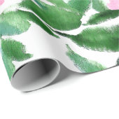Artistisches rosa, grünes, florales Wasserfarbmust Geschenkpapier (Rolleneckpunkt)