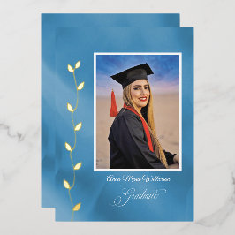 Artistry Blue High School Graduation announcement Folien Feiertagskarte