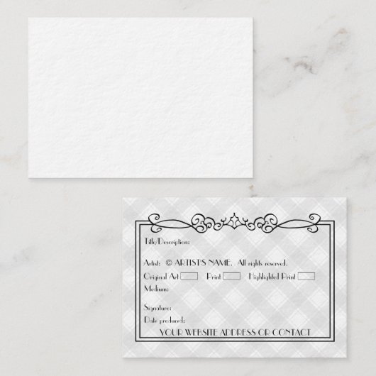 Artists leere ACEO Miniaturkunstkarten mit COA Visitenkarte (Vorne/Hinten)
