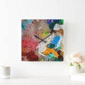 Artist's Palette wall clock Quadratische Wanduhr (Zuhause)