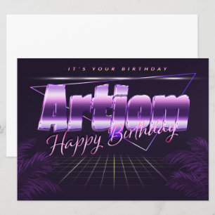 Artjom Name Vorname lila retro Karte Geburtstag