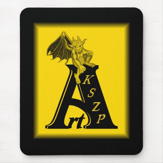 ArtKSZP Logo mit kleinem golem schwarz gelb Design Mousepad (Vorne)