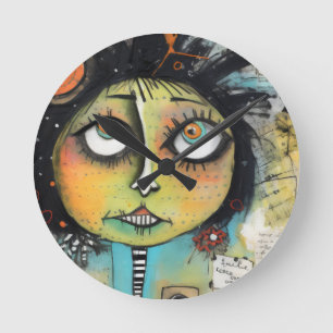 ArtLady 19 Charmant und abgenutzt Runde Wanduhr