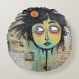 ArtLady 27 Bezaubernd und bedrückt Rundes Kissen