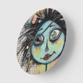 ArtLady 2 Bezaubernd und bekümmert Runde Wanduhr (Winkel)