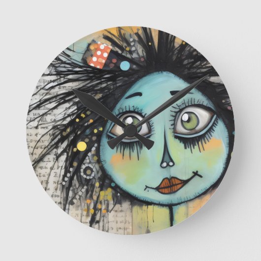 ArtLady 2 Bezaubernd und bekümmert Runde Wanduhr (Vorderseite)