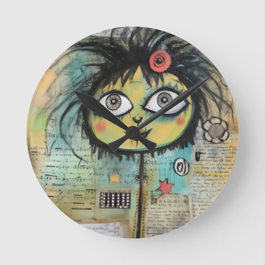 ArtLady 4 Bezaubernd und bekümmert Runde Wanduhr (Vorderseite)
