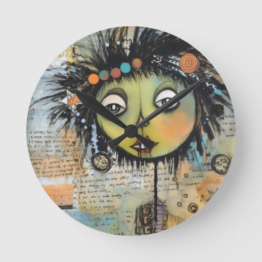 ArtLady 7 Bezaubernd und bekümmert Runde Wanduhr (Vorderseite)