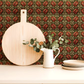 Arts and Crafts Roter Mohn und Olivgrün Fliese
