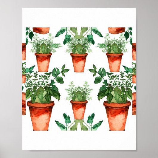 Arts & Crafts Kitchen Herbs Pattern Poster (Vorne)