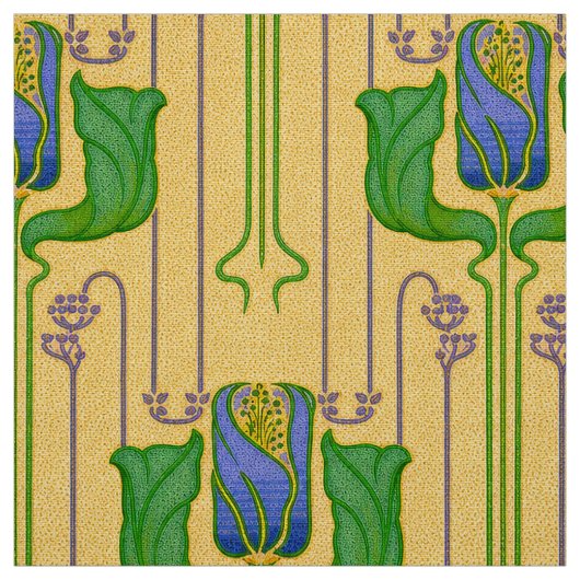 Arts & Crafts Stil Tulpen Blumiges Muster Stoff (Muster)