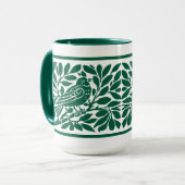 Arts & Crafts-Stil Vogel auf Ast  Tasse (Vorderseite Links)