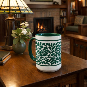 Arts & Crafts-Stil Vogel auf Ast Tasse