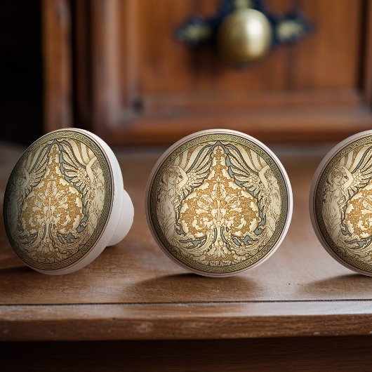 Arts & Crafts Walter Crane Ceramic Pull Knob Keramikknauf