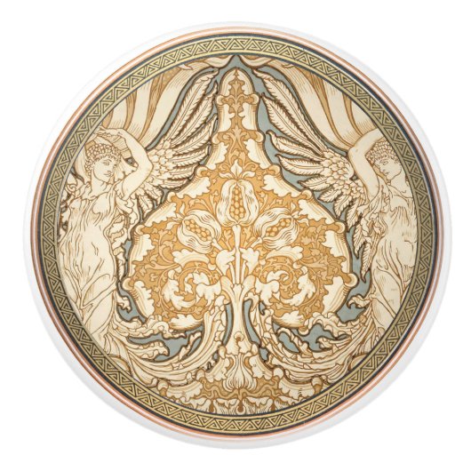 Arts & Crafts Walter Crane Ceramic Pull Knob Keramikknauf (Vorderseite)