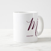 Arts Mit Monogramm Burgund Letter M White Jumbo-Tasse (Vorderseite Rechts)