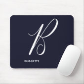 Arts Mit Monogramm Script Letter B Navy Blue Mousepad (Mit Mouse)