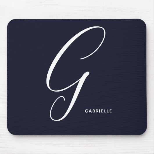 Arts Mit Monogramm Script Letter G Navy Blue Mousepad (Vorne)