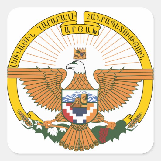 Artsakh (Berg-Karabach) Wappen-Coat Quadratischer Aufkleber (Vorderseite)