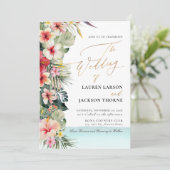 ArtsApp Chic Tropical Paradise Wedding Einladung (Stehend Vorderseite)