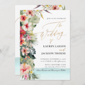ArtsApp Chic Tropical Paradise Wedding Einladung (Vorne/Hinten)