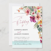 ArtsApp Chic Tropical Paradise Wedding Einladung (Vorderseite)