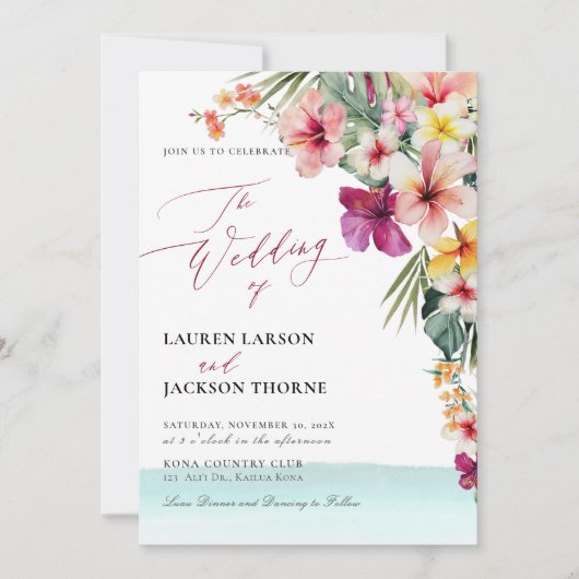 ArtsApp Chic Tropical Paradise Wedding Einladung (Vorderseite)