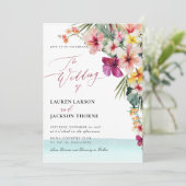 ArtsApp Chic Tropical Paradise Wedding Einladung (Stehend Vorderseite)