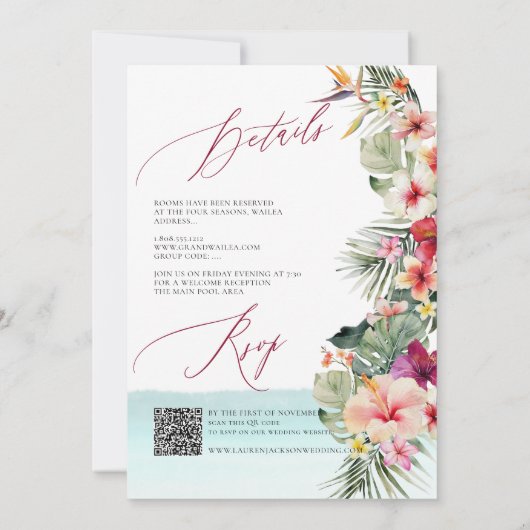ArtsApp Chic Tropical Paradise Wedding Einladung (Rückseite)