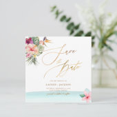 ArtsApp Chic Tropical Paradise Wedding Save The Date (Stehend Vorderseite)