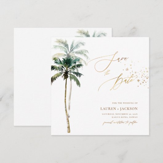 ArtsApp Chic Tropical Paradise Wedding Save The Date (Vorne/Hinten)