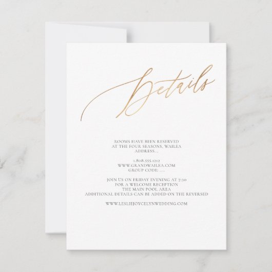 ArtsApp Elegant Details Imitate Gold Luxe Calligra RSVP Karte (Vorderseite)