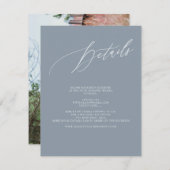 ArtsApp Elegant Dusty Blue Details Kalligraphie RSVP Karte (Vorne/Hinten)