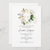 ArtsApp Elegant H2 Alabaster Rose Taufe Einladung (Vorne/Hinten)