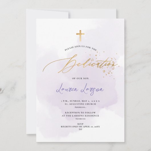 ArtsApp Elegant H2 Lila gewaschte Dedication Einladung (Vorderseite)