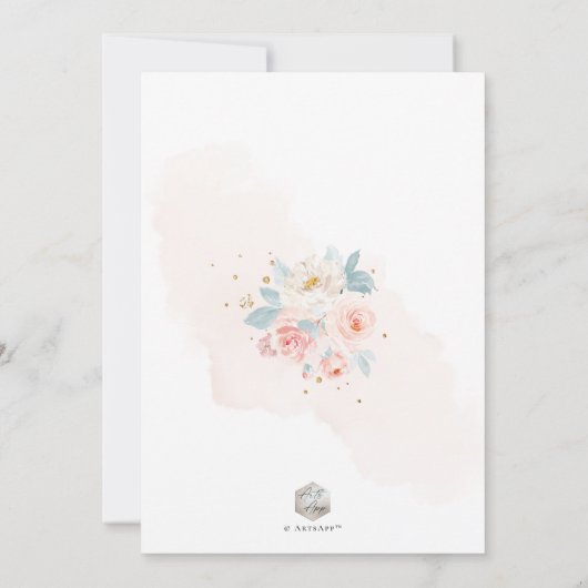 ArtsApp Elegant H2 Pale Pink Roses Taufe Einladung (Rückseite)