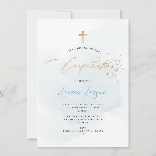 ArtsApp Elegant H2 Waschen blauer Bestätigung Einladung (Vorderseite)