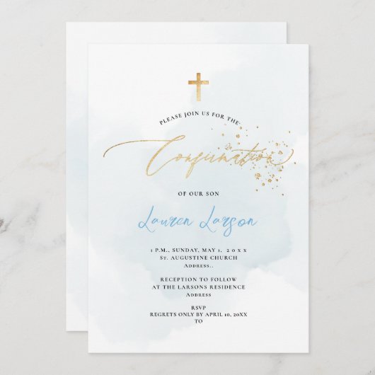 ArtsApp Elegant H2 Waschen blauer Bestätigung Einladung (Vorne/Hinten)