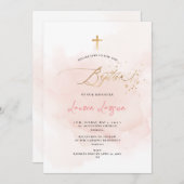 ArtsApp Elegant H2 Waschen Pink Taufe Einladung (Vorne/Hinten)