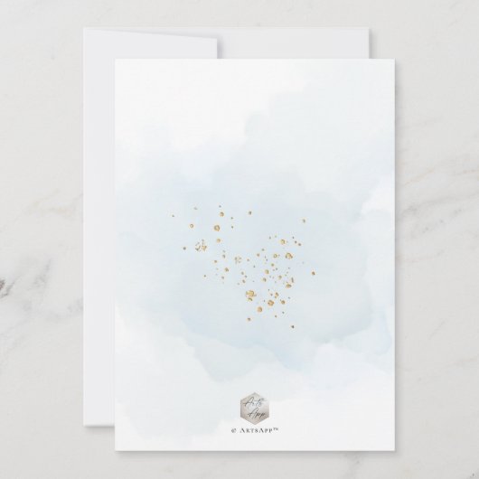 ArtsApp Elegant H2 Washed Pale Blue Christening Einladung (Rückseite)