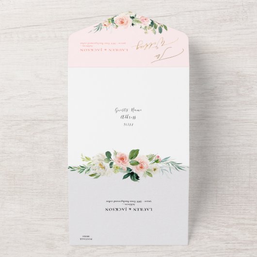 ArtsApp Elegant Rosa Rosen Gold Staub All In One Einladung (Außenbereich)