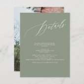 ArtsApp Elegant Sage Details Luxe Kalligraphie RSVP Karte (Vorne/Hinten)