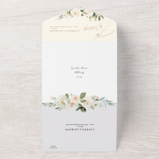 ArtsApp Elegante Alabaster Cream Rose Gold Staub All In One Einladung (Außenbereich)