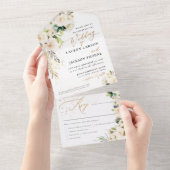 ArtsApp Elegante Alabaster Cream Rose Gold Staub All In One Einladung (Abreißen)