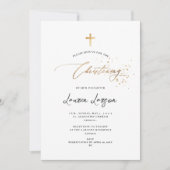 ArtsApp Elegante Imitate Gold Calligraphy Christen Einladung (Vorderseite)